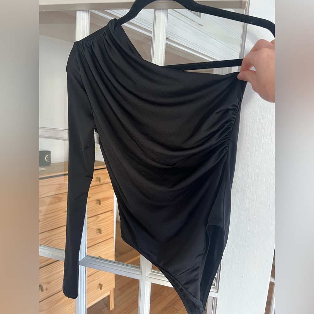 Zara one shoulder ruched bodysuit